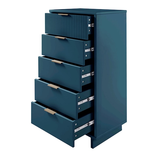 Manhattan Comfort Granville Tall 23.62 Narrow Dresser in Midnight Blue - DR-5004
