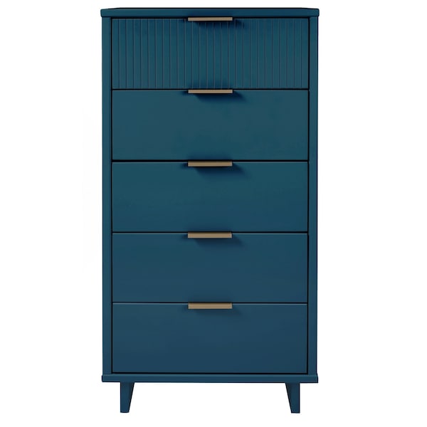 Manhattan Comfort Granville Tall 23.62 Narrow Dresser in Midnight Blue - DR-5004