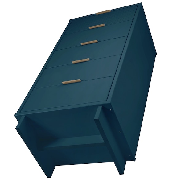 Manhattan Comfort Granville Tall 23.62 Narrow Dresser in Midnight Blue - DR-5004