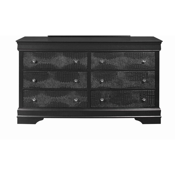 Global Furniture Usa Traditional Glam Croc Pompei Metallic Grey Dresser - 1426