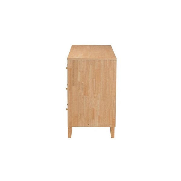 Baxton Studio Hosea Japandi Carved Honeycomb Natural 6-Drawer Dresser - 246-13622-ZORO