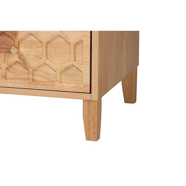 Baxton Studio Hosea Japandi Carved Honeycomb Natural 6-Drawer Dresser - 246-13622-ZORO