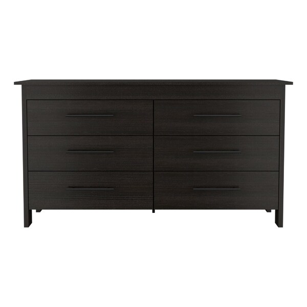 Tuhome Hms 6 Drawer Double Dresser, Four Legs, Superior Top, Black - CLW5981