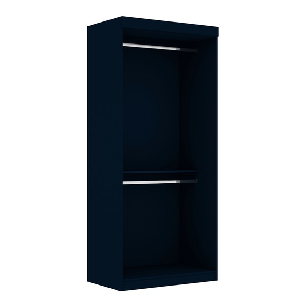 Manhattan Comfort Mulberry 35.9" Open Double Hanging Wardrobe Closet in Tatiana Midnight Blue - 161GMC4