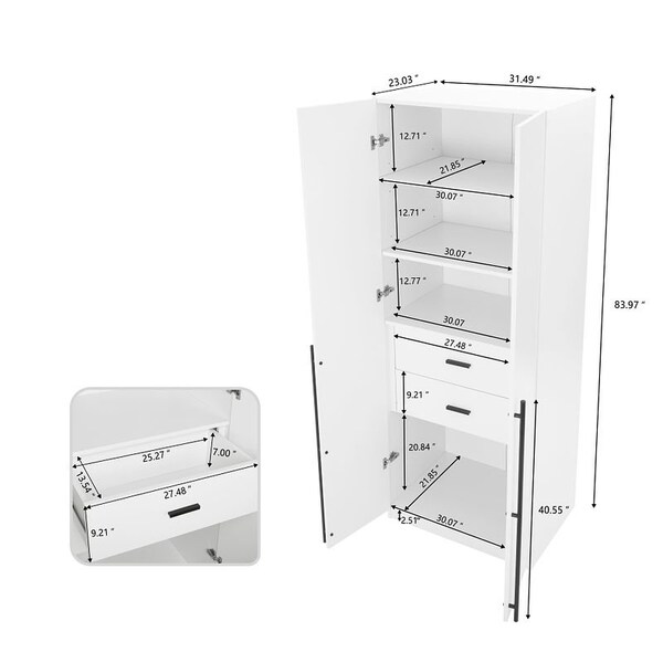 Manhattan Comfort Lee Module Wardrobe Closet in White, 3PK - 3-WC00123-WH