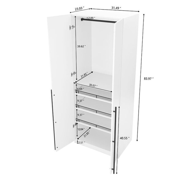 Manhattan Comfort Lee Module Wardrobe Closet in White, 3PK - 3-WC00123-WH