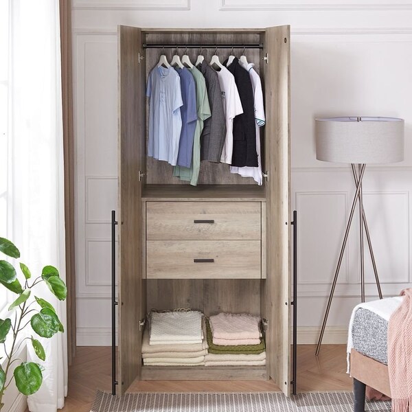 Manhattan Comfort Lee Wardrobe Closet 2.0 in Rustic Grey - WC002-GY