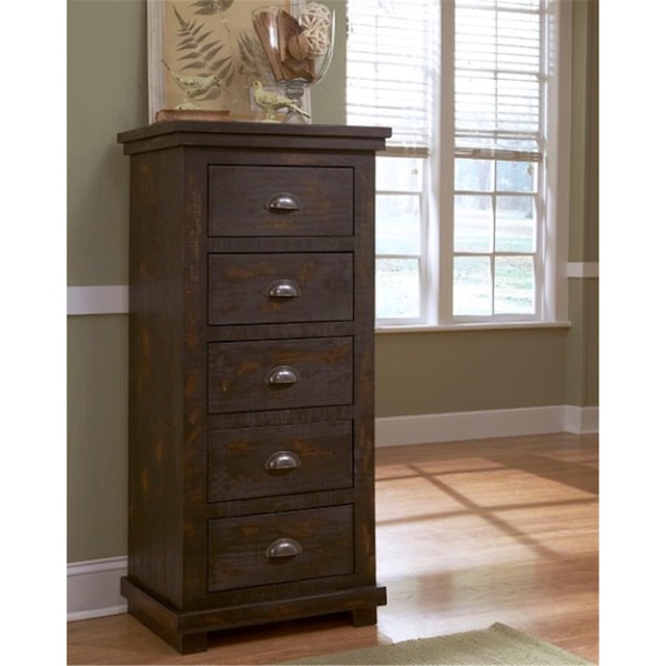 Progressive Furniture Willow Casual Style Lingerie Chest Dresser- Distressed Black - P612-13