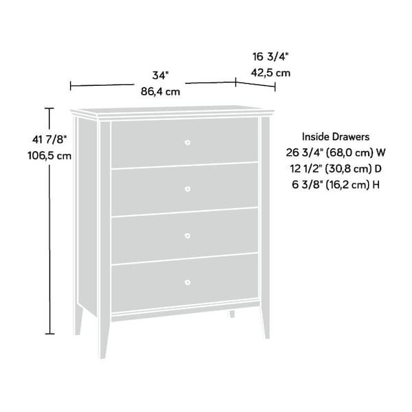 Sauder Larkin Ledge 4-Drawer Chest Go , Safety tested for stability to help reduce tip-over accidents - 433640