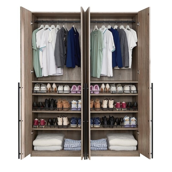 Manhattan Comfort Lee Wardrobe Closet 3.0 in Rustic Grey, 2PK - 2-WC003-GY