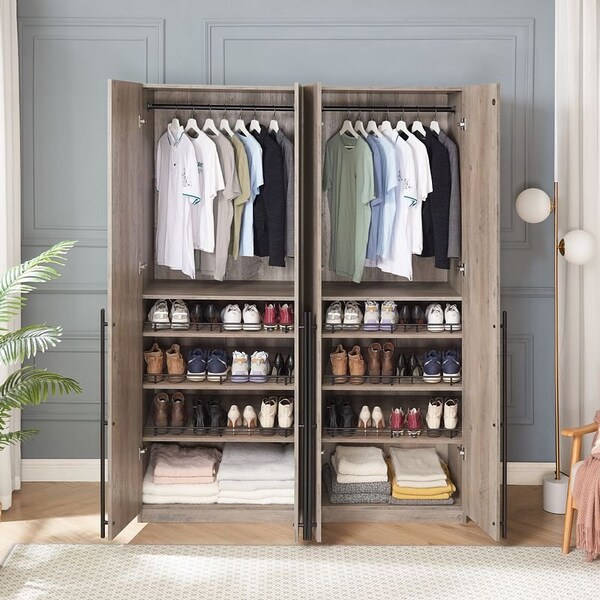 Manhattan Comfort Lee Wardrobe Closet 3.0 in Rustic Grey, 2PK - 2-WC003-GY