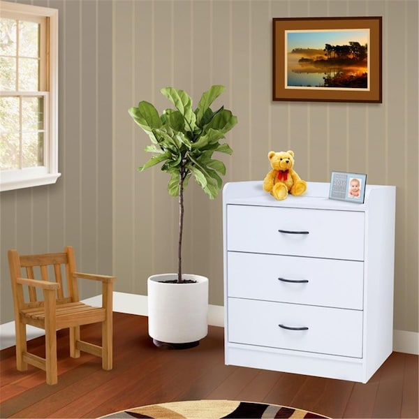 Deluxdesigns 3 Drawer Chest - White, 24.4 x 15.5 x 28.5 in. - DE907554
