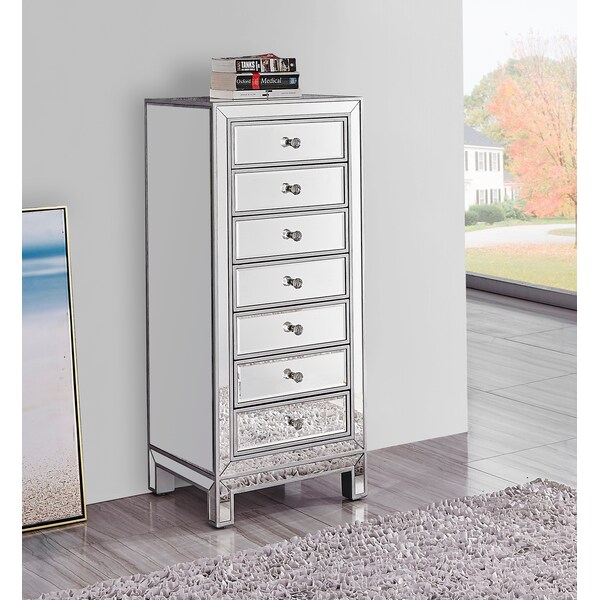Elegant Decor Lingerie Chest 7 Drawers 18" W X 15" D X 42" H " Antique Silver Paint - MF72047