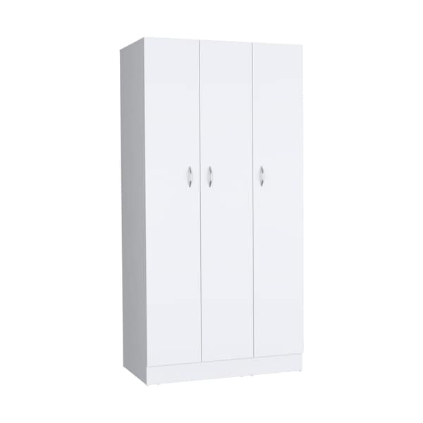 Tuhome Ohio Armoire Wardrobe with 3-Doors. 2-Drawers. and 4-Tier Shelves -White - CLB9031
