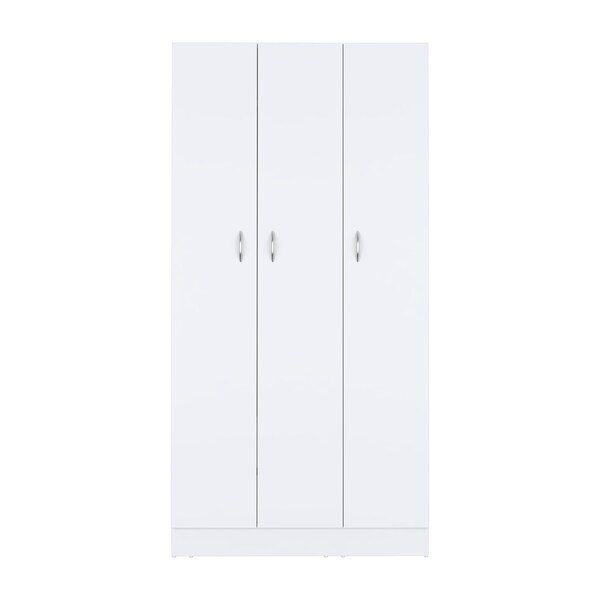 Tuhome Ohio Armoire Wardrobe with 3-Doors. 2-Drawers. and 4-Tier Shelves -White - CLB9031