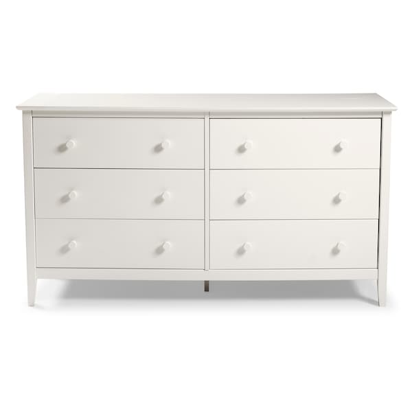 Alaterre Furniture Simplicity Wood 6-Drawer Dresser, White - AJSP03WH