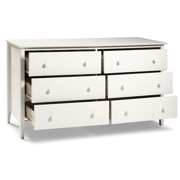 Alaterre Furniture Simplicity Wood 6-Drawer Dresser, White - AJSP03WH