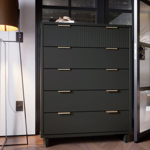 Manhattan Comfort Granville 45.27 Tall Dresser in Dark Grey - DR-5025