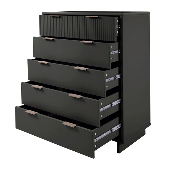 Manhattan Comfort Granville 45.27 Tall Dresser in Dark Grey - DR-5025
