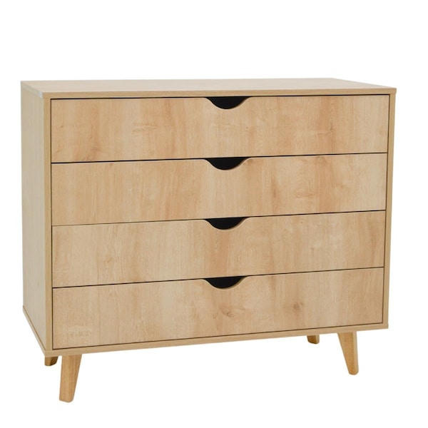 Gfancy Fixtures 35 in. Solid Wood Four Drawer Standard Dresser, Natural - GF3671917
