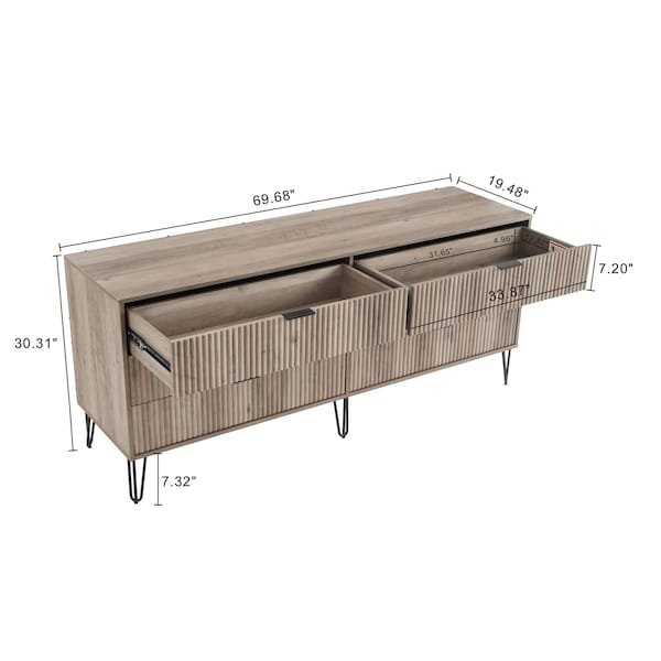 Manhattan Comfort 3-Piece DUMBO 5-Drawer Tall Dresser, 6-Drawer Double Low Dresser and Nightstand 2.0 in Rustic Grey - 3-DB07-GY