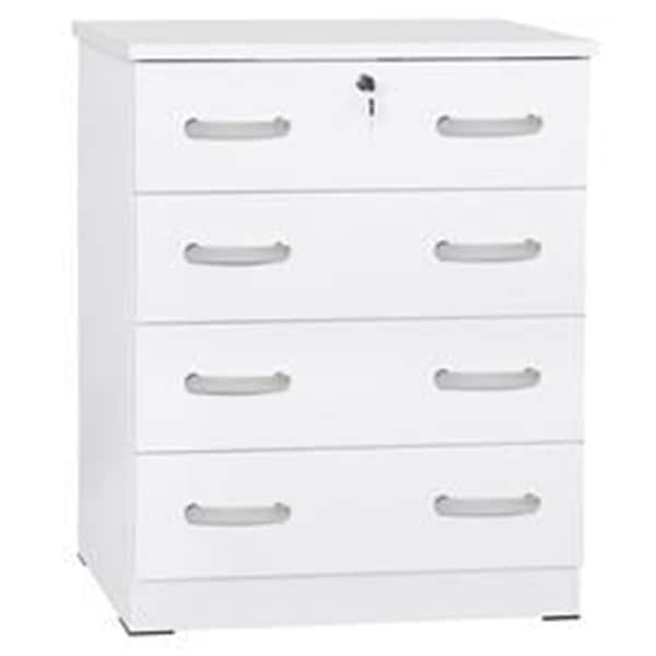 Kd Muebles De Dormitorio 39 x 29 x 16 in. Cindy 4 Drawer Chest Wooden Dresser with Lock, White - KD2536505