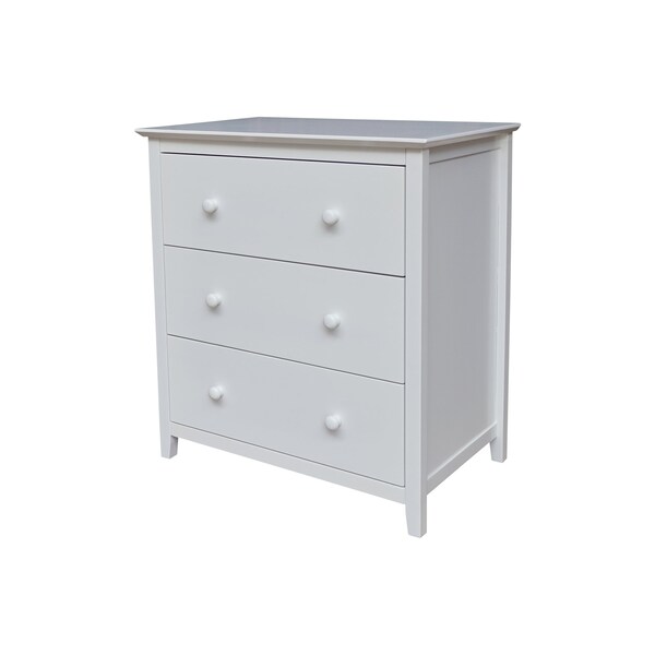 International Concepts Solid Wood Bedroom Dresser/Chest with 3 Drawers, White - BD08-8003