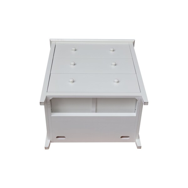 International Concepts Solid Wood Bedroom Dresser/Chest with 3 Drawers, White - BD08-8003