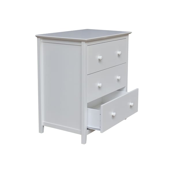 International Concepts Solid Wood Bedroom Dresser/Chest with 3 Drawers, White - BD08-8003