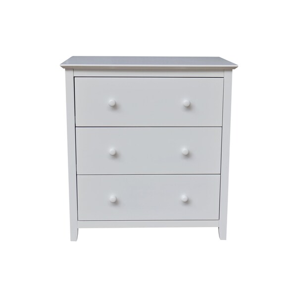 International Concepts Solid Wood Bedroom Dresser/Chest with 3 Drawers, White - BD08-8003