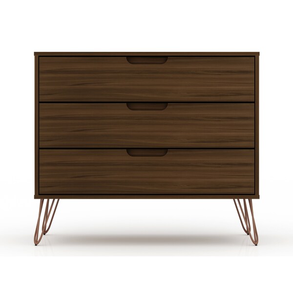 Manhattan Comfort Rockefeller 10-Drawer Dresser, 3-Drawer Dresser and 2-Drawer Nightstand in Brown - 178GMC5
