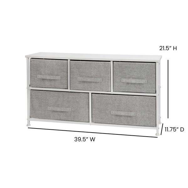 Flash Furniture White/Gray 5 Drawer Storage Chest Organizer - WX-5L206-X-WH-GR-GG