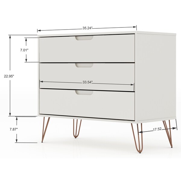Manhattan Comfort Rockefeller Dresser and Nightstand Set, Off White - 104GMC8