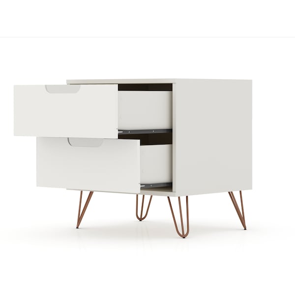 Manhattan Comfort Rockefeller Dresser and Nightstand Set, Off White - 104GMC8