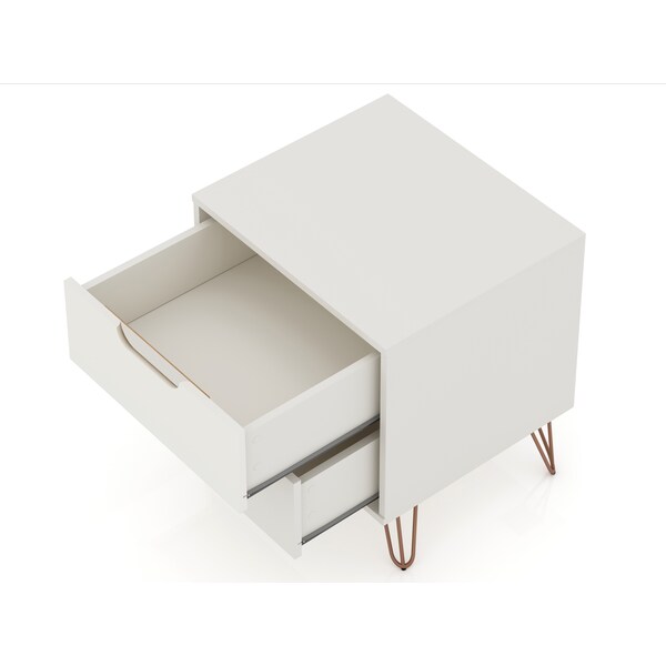 Manhattan Comfort Rockefeller Dresser and Nightstand Set, Off White - 104GMC8
