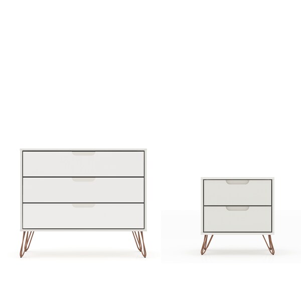 Manhattan Comfort Rockefeller Dresser and Nightstand Set, Off White - 104GMC8