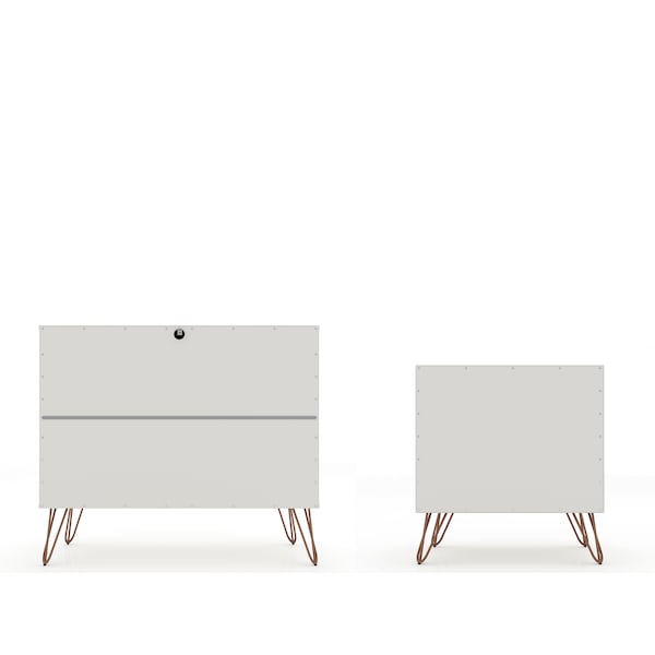 Manhattan Comfort Rockefeller Dresser and Nightstand Set, Off White - 104GMC8