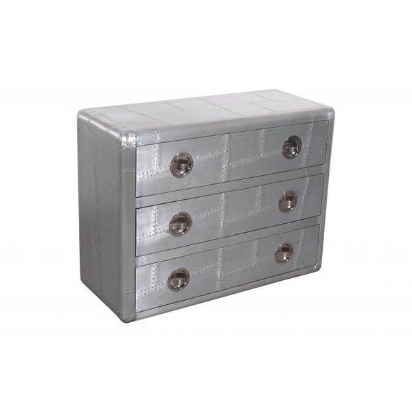 Homeroots 42 in. Aluminum Three Drawer Standard Dresser, Silver - 489224