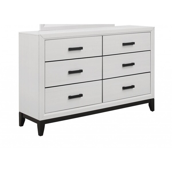 Gfancy Fixtures 58 in. Solid Wood Six Drawer Double Dresser, White - GF3666924