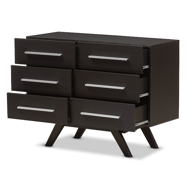 Baxton Studio Auburn Espresso Brown Finished Wood 6-Drawer Dresser - 141-7999