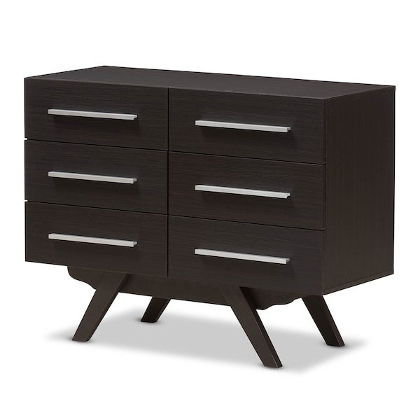 Baxton Studio Auburn Espresso Brown Finished Wood 6-Drawer Dresser - 141-7999