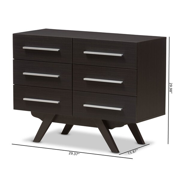 Baxton Studio Auburn Espresso Brown Finished Wood 6-Drawer Dresser - 141-7999