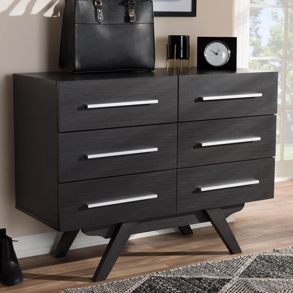 Baxton Studio Auburn Espresso Brown Finished Wood 6-Drawer Dresser - 141-7999