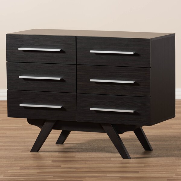 Baxton Studio Auburn Espresso Brown Finished Wood 6-Drawer Dresser - 141-7999