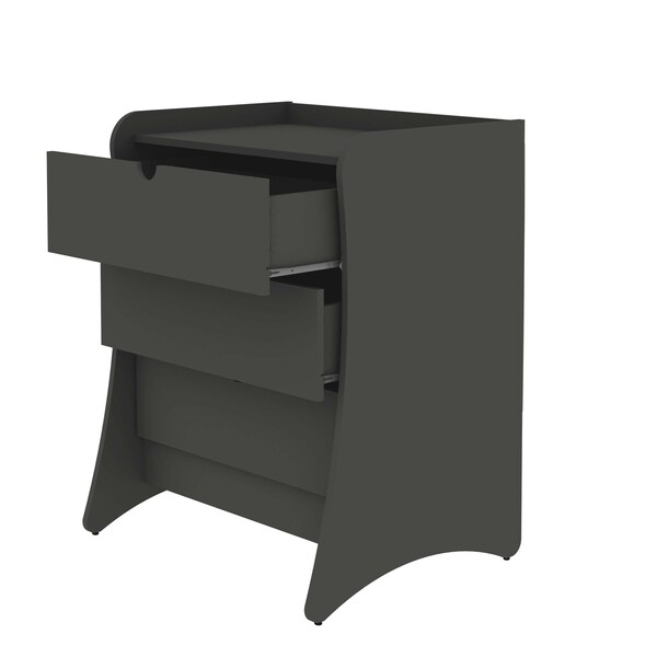 Manhattan Comfort Coney 3-Piece Dresser and 2 Nightstands in Grey - 188GMC9