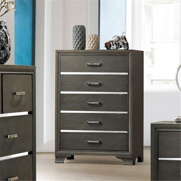 Deluxdesigns 5 Drawer Chest - Grey, 47.5 x 16 x 33.5 in. - DE2434539