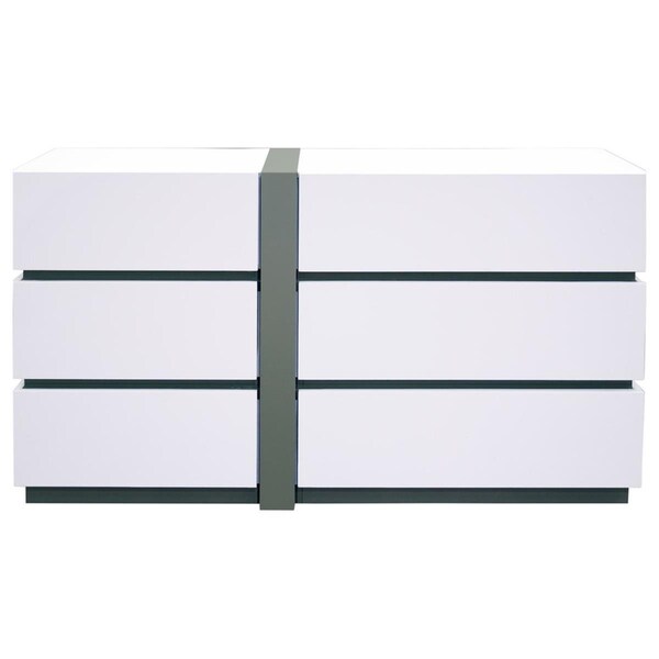 Best Master Furniture Seville Modern 6 Drawer White Dresser - SEVILLE DRESSER