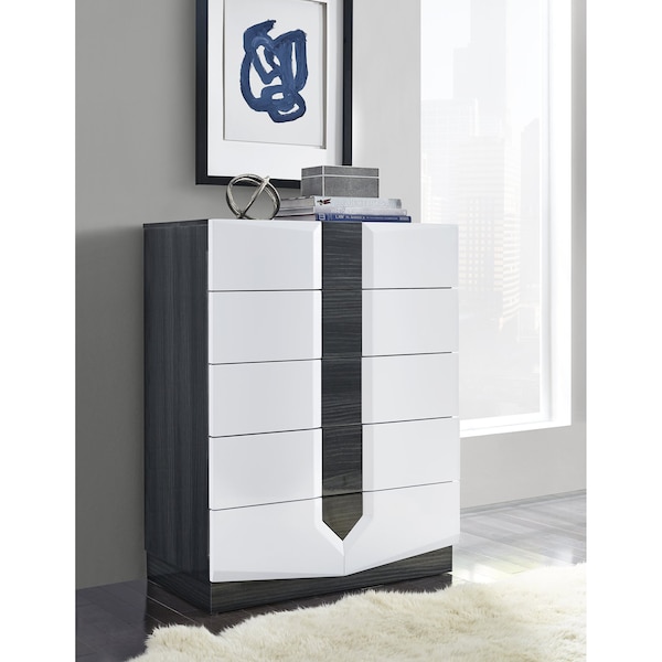 Global Furniture Usa Contemporary High Gloss Hudson White Hg Chest - 1139