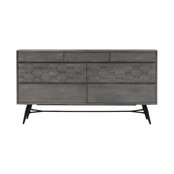 Armen Living Makena 6 Drawer Dresser in Gray Acacia Wood - LCMKDRTG