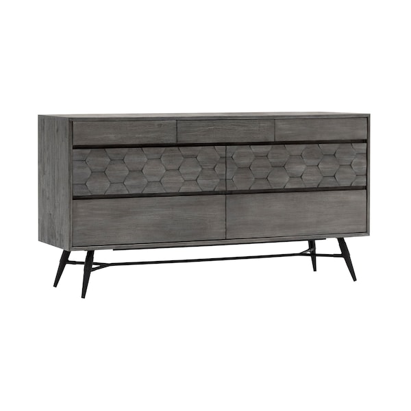 Armen Living Makena 6 Drawer Dresser in Gray Acacia Wood - LCMKDRTG